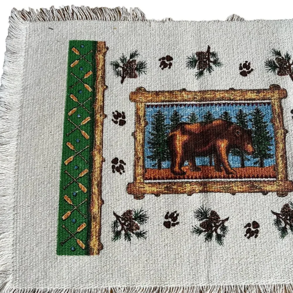 Vintage 2 Kay Dee placemats brown bear cabin decor